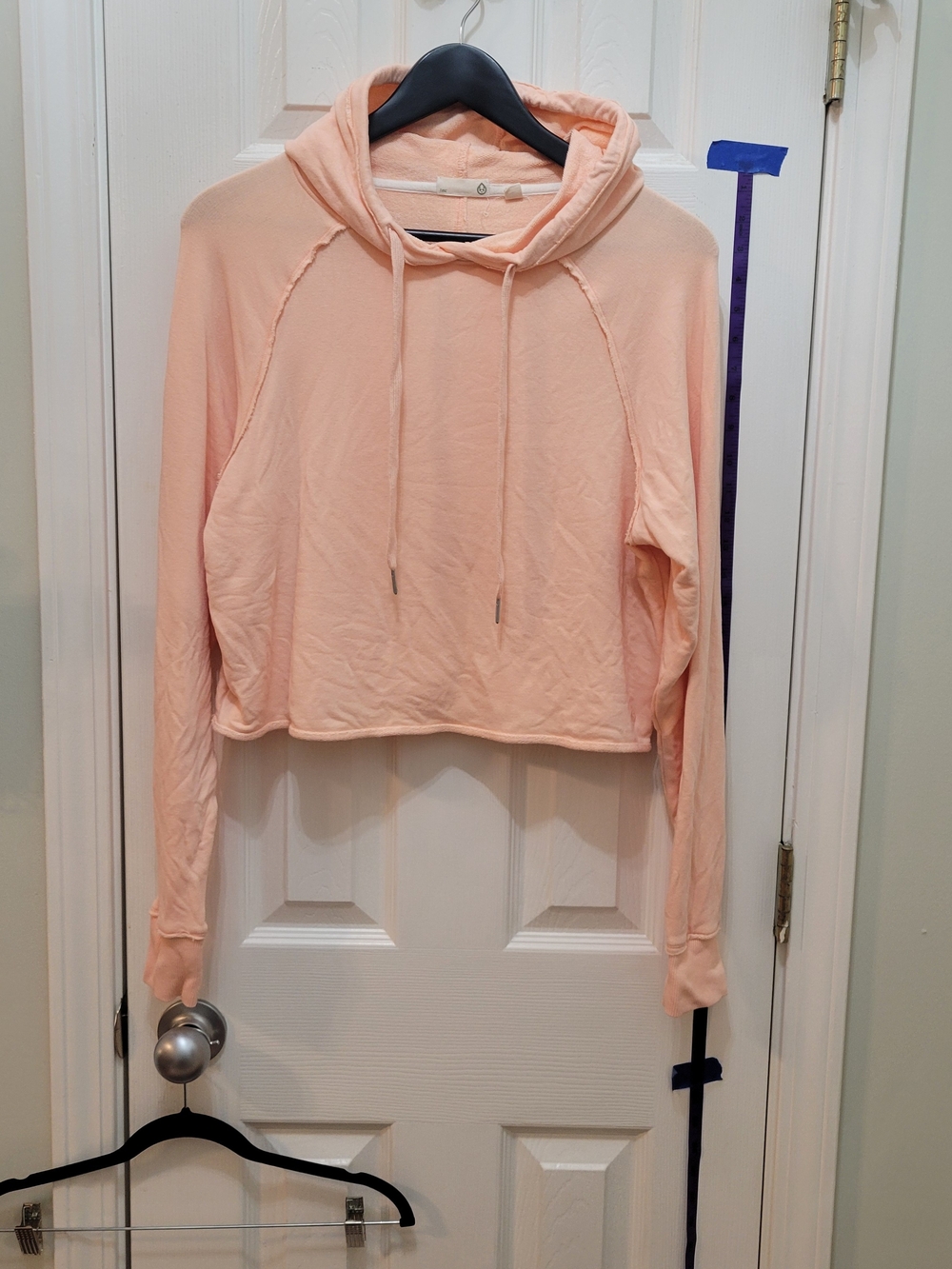 Cropped Peach Hoodie with Drawstring Hood